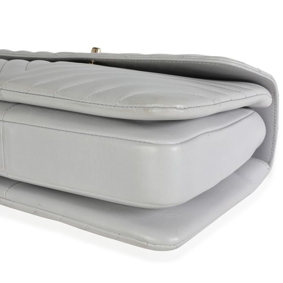 Chanel Gray Chevron Quilted Lambskin Trendy CC Top Handle Flap Bag - Picture 6 of 8